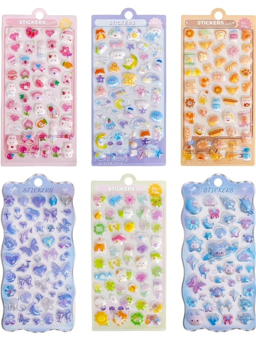 Cute Puffy 3D Bubble Stickers for Kids | 6-Sheet Pack | NEW WITH TAGS |